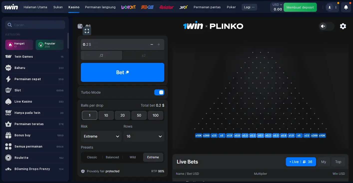 Playing Plinko at 1win Casino: A Quick Guide